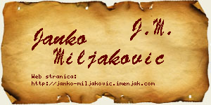 Janko Miljaković vizit kartica